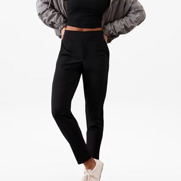Athleta Brooklyn Mid Rise Ankle Pants Black Size 14 Tall - Picture 1 of 9